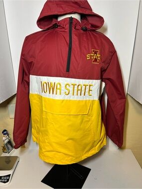 Men's Pullover Hooded Windbreaker - Cardinal & Gold ISU
